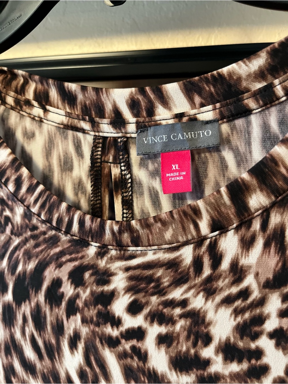Vince Camuto Leopard Print Sleeveless Tank Top in Brown and Cream - Picture 4 of 9